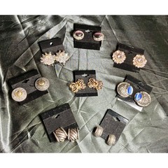 Lot of 8 Vintage Estate Lot Clip-On Earrings Rhinestone Statement Jewelry