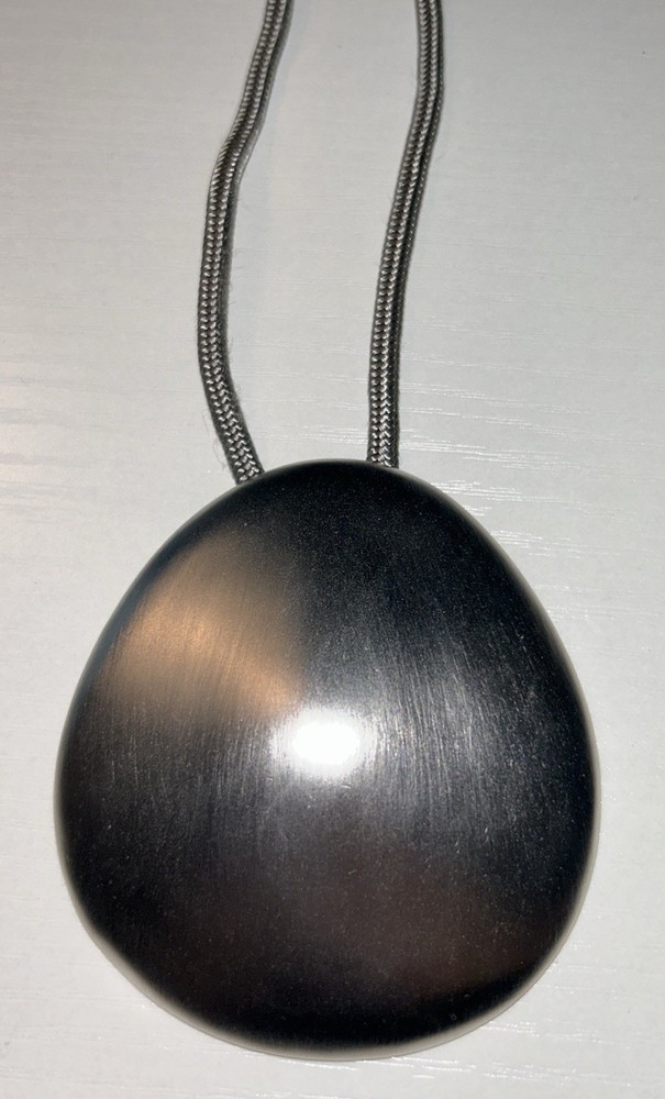 DANON Israel Designer Signed Brushed Silver Pendant Necklace Modernist 36” 90s