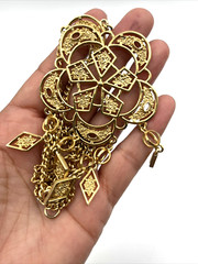 Vintage Celebrity NY Necklace Goldtone Chandelier Filigree Tassel Necklace 20″