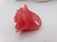 Vintage Plastic Lucite Molded Flower Ring~SIZE 8~Watermelon Color~1970’s~80’s