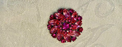Vintage brooch, layers of rhinestones in shades of pink, machise settings