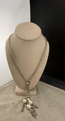 Vintage Lariat Necklace Bolo Slide Silver Tone 21’