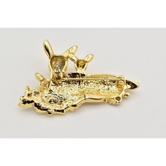 Danecraft Vintage Christmas Deer Pin Brooch Red Fawn Doe Brushed Gold Signed A19
