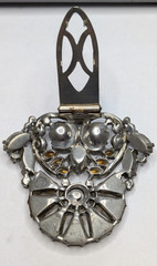 1930’s Eisenberg Original Large 2.75″ wide Sliver Tone Clear Rhinestone Fur Clip