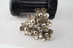 Vintage C Clamp Silver Plated Metal Flower Cluster Pin Brooch