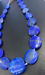 Rare Antique Large Flat Coin Lapis Lazuli Necklace 100% Real Natural