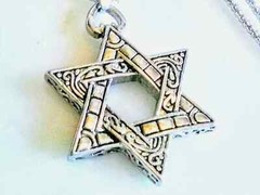 STAR OF DAVID! Silver Tone Etched & Textured Pendant Necklace! Religious. Faith.