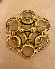 Vintage French brooch pin 1950s multicolored circles Verified