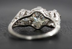 Art Deco Engagement Ring Mine European Cut Diamonds Plat 3.4 DTW 2.25 CTW 6.5