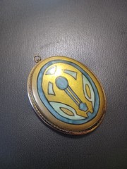 antique gold filled pendant/ Pin With Handpainted Porcelain Egyptian Revival