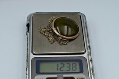 Soviet VTG old Russian Sterling SILVER 875 pendant nephritis jade stone chain