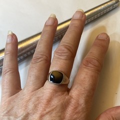 Vintage Sterling Silver And Black Onyx Modernist Stackable Ring 925