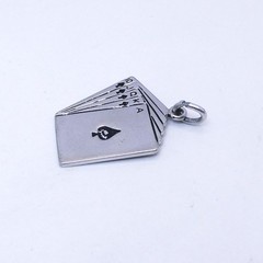 Royal Flush Spades Playing Cards Vtg Silver Charm Necklace Pendant