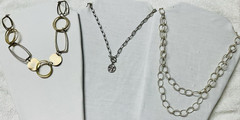 3 Piece Gold/Silver Tone Oval Link Coin Pendant Necklace Lot n0279