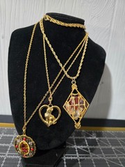 Lot of 3 Styles Gold Tone Chain Statement Necklaces (1)avon & 2 unbranded
