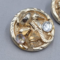 Vintage Seahorse Ocean Treasure Pierced Earrings Drop Gold tone 1.5″