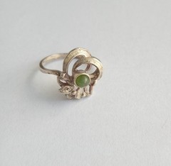 Vintage Ring Nephritie stone Sterling Silver 875 Star USSR time Jewelry size 7.5