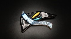 Vintage 1992 Hand Made Artisan Signed DAB Brooch 7.9 x 4.5 cm BB4