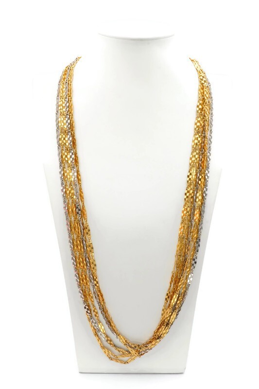 Vintage Necklace Silver Gold Tone Multi Strand 30″