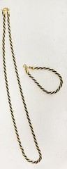 Vintage Trifari Necklace Bracelet Set Twisted Gold Tone Black Nautical Statement