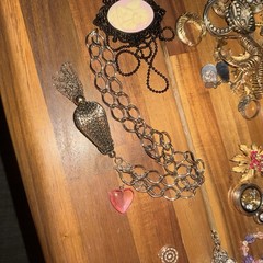 Vintage Heart Charm Necklace x Bag Charm with Tassel & Heart Unique 1980s–1990s
