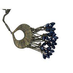 Vintage Antique Gold Tone Medallion Beaded Necklace Boho Necklace