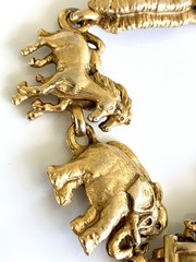 Vintage signed AJC Noah’s Ark gold tone link bracelet animals 7 inches