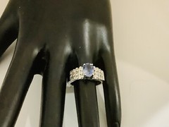 Tanzanite Diamond 14k. White Gold Vintage Ring size7