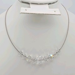 Vintage SWAROVSKI Signed Crystal Necklace Choker Collar Wire Rhodium Plate 17″