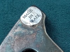 Made in Israel, Israeli Sterling Silver & Black Man Made Material Modernist Pin