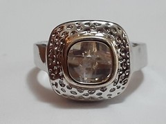 18K GE cocktail ring channel set cushion cut clear CZ stone size 8.5