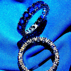Original EARTH MINED SAPPHIRE Deco Band SOLID 14K GOLD Eternity Anniversary Ring