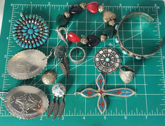 Vtg SOUTHWESTERN Silver Plated Alpaca Mixed Metals Jewlery Lot Collection 15 Pcs