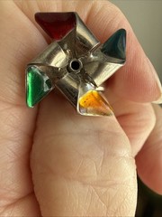 Vintage 80-90’s Colorful Enamel Pinwheel Ring Unusual Fidget Spinner Adjustable!