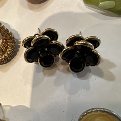 VTG Pierced Earring LOT Of 13 Enamel Resin Metal Discs Various Shapes Colors