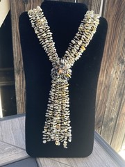Vintage Statement Necklace Hand Strung Multi Strand Shell Beads Cluster #1