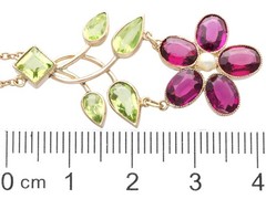 Antique 2.75Ct Garnet 2.35Ct Peridot and Pearl 9k Rose Gold Pendant Circa 1910