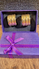 Vintage Ribbed Gold Tone C-shape Earrings Pierced