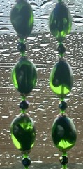 Beautiful 22” Iridescent Green /Black Lucite W/AB Spacers Necklace – W. Germany