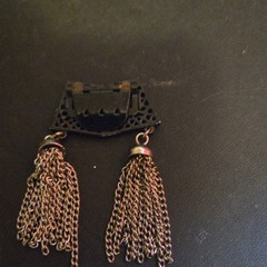 Vtg Black Broach Clip/ Pin/vintage shoe clip with Tassels Silver