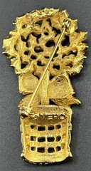 Vintage Vero Holly Berry Enameled Christmas Brooch