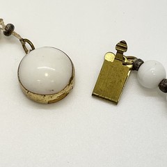 White Silver Glass Bead Necklace Made In Germany Floral Design Rope 56”