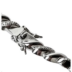 PAJ BB China Bracelet Silver Tone Illusion Diamonds Textured Metal Shiny Smooth