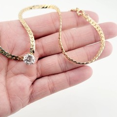 Vtg V Necklace Cubic Zirconia Herringbone 18″ Chain Jewelry 2.5mm Round