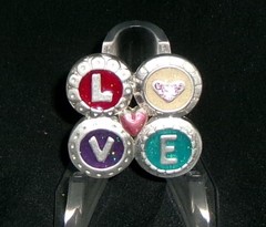 Vintage LOVE Heart Pin Brooch Enamel Rhinestones Signed AJMC