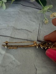 vintage 1960s Weiss unsigned Royal Crown key glass cabochons, red crystal 2.75”