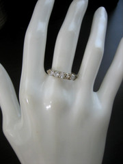 VINTAGE 14K WHITE GOLD WHITE TOPAZ RING SIZE 8.25 FOR REPAIRS