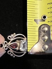 Vintage 925 STERLING SILVER Genuine Multi Gemstone Statement PENDANT 1.5 Inches