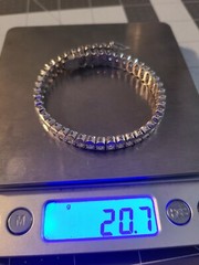 VINTAGE JJJ STERLING SILVER CLEAR STONES 7.5 INCH BRACELET TENNIS 925 MODERNIST