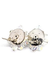 Austrain crystal brass beaded aurora borealis rhinestone clip on vintage earring